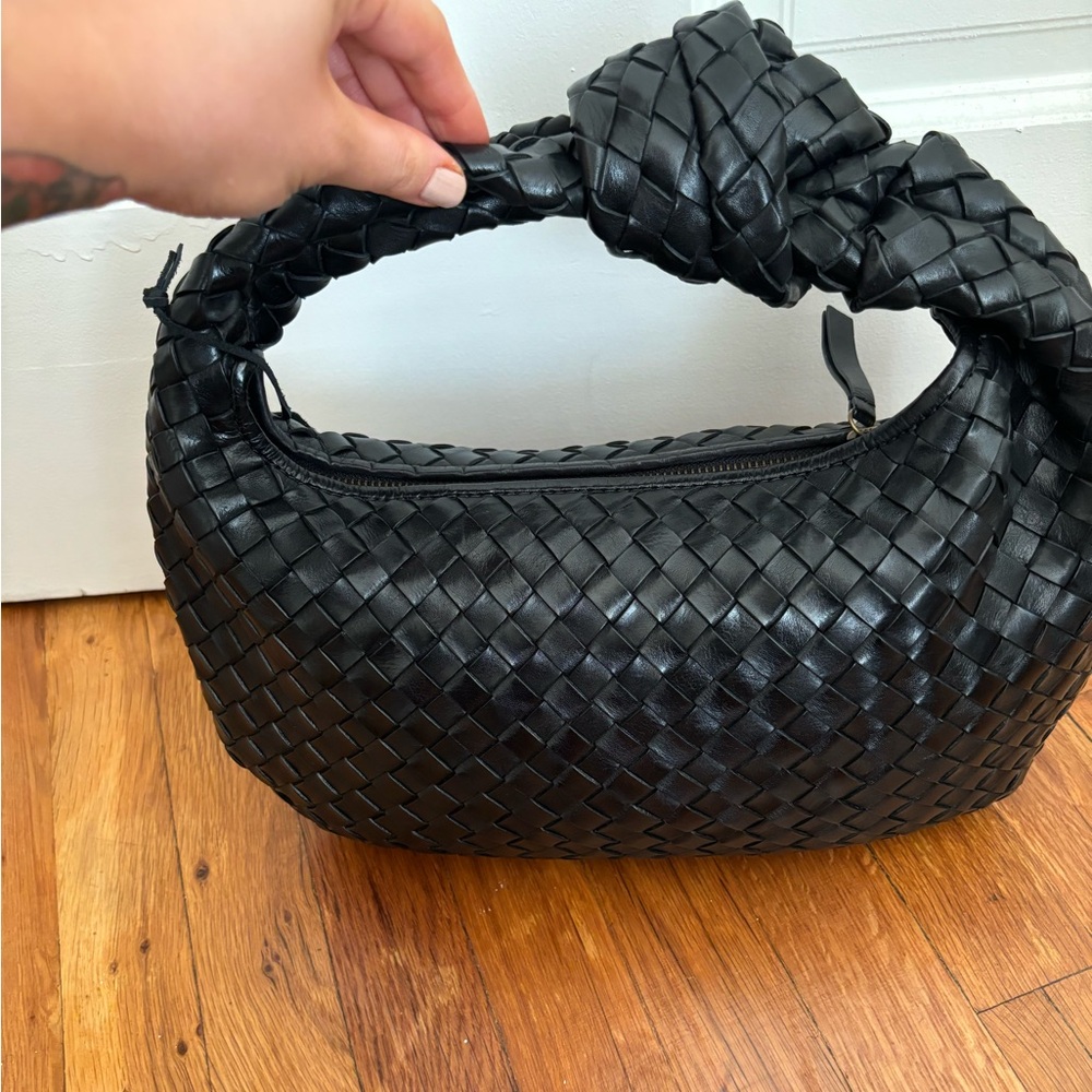 Genuine leather woven bag made in India